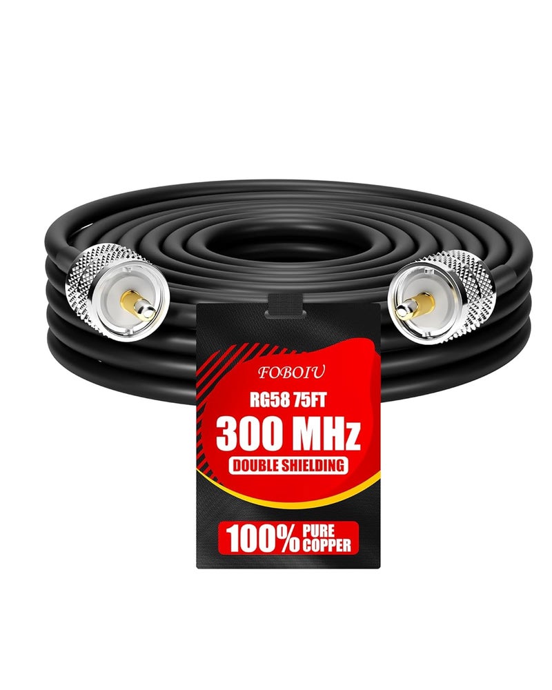 Foboiu RG58 Coaxial Cable 75FT, CB Antenna Cable, PL259 UHF Male-to-Male CB Coax Cable, 50 Ohm Coax, Including 35FT/40FT/50FT/100FT Extender for Antenna Analyzers, SWR Meters - Image 1